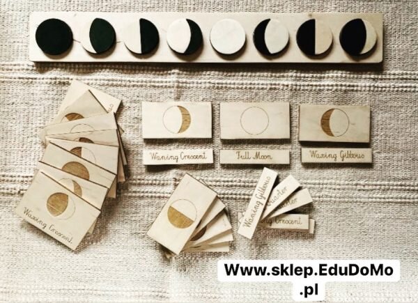 Fazy Księżyca. Moon Phases. PUZZLE z kartami trójdzielnymi